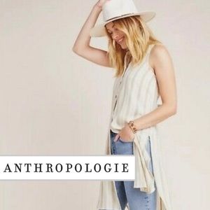 Anthropologie Cream Delphine Striped Sleeveless Tunic